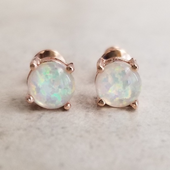 fstepka Jewelry - 6mm Rose Gold Opal Studs